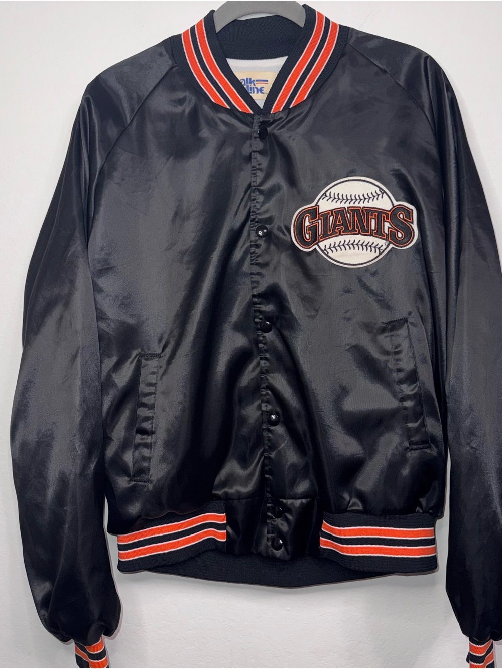Vintage 80s 90s San Francisco Giants Chalk Line Satin Jacket Bomber XL  *Read